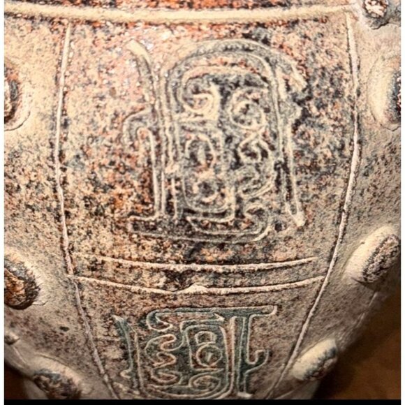 Antique-Style Ceramic Vase With Handles & Distressed Finish - Picture 8 of 10